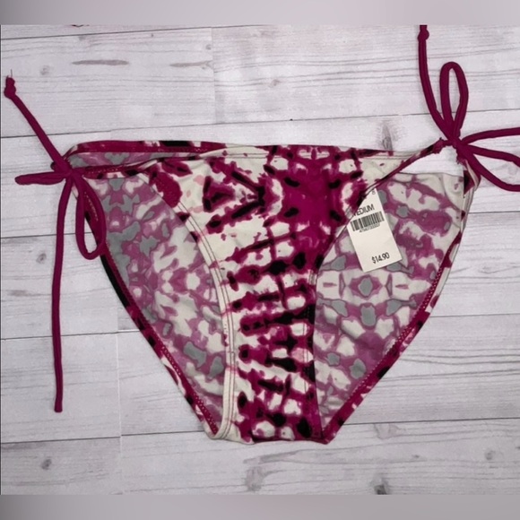 NEW WET SEAL BAMBOO TIE DYE 5 RUFFLE PINK & WHITE BIKINI MEDIUM NWT - Picture 4 of 10